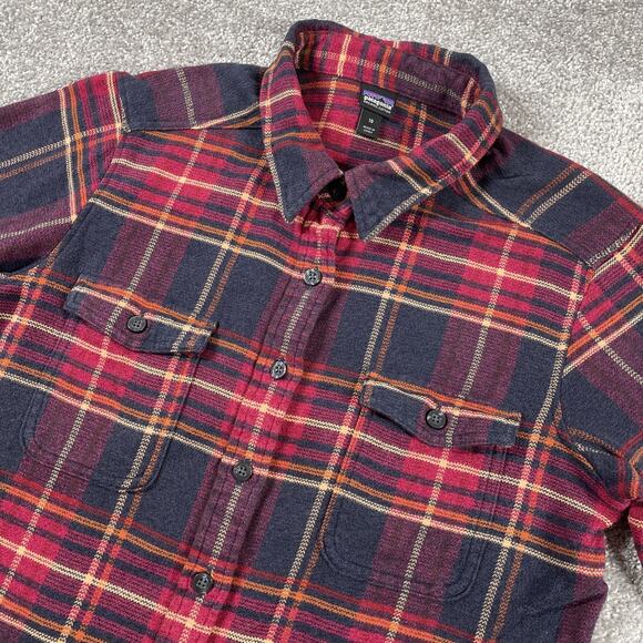 Patagonia Fjord Flannel Shirt Womens 10 Organic Cotton Plaid Button Up Outdoors - Picture 1 of 12